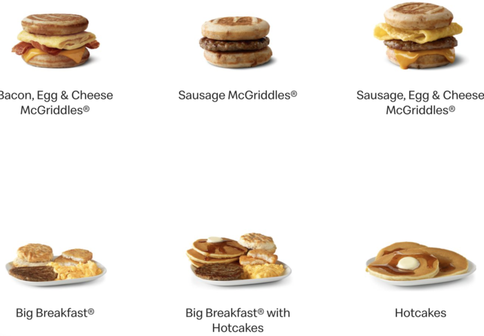 McDonald’s Breakfast menu
